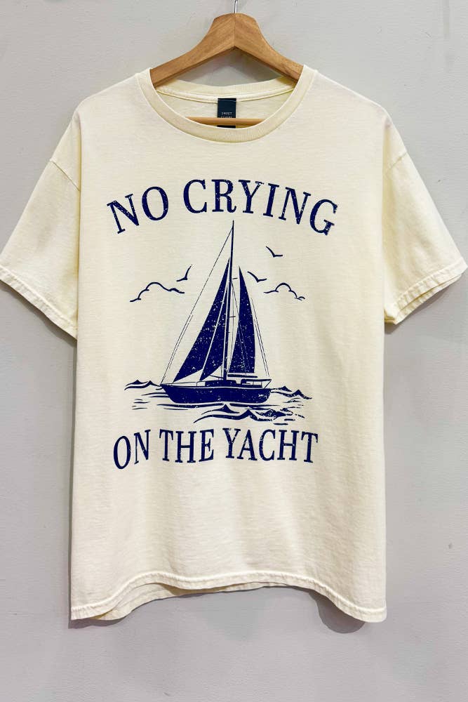 Sweet Claire - No Crying on the Yacht Coastal/Nautical ButterYellow T-Shirt