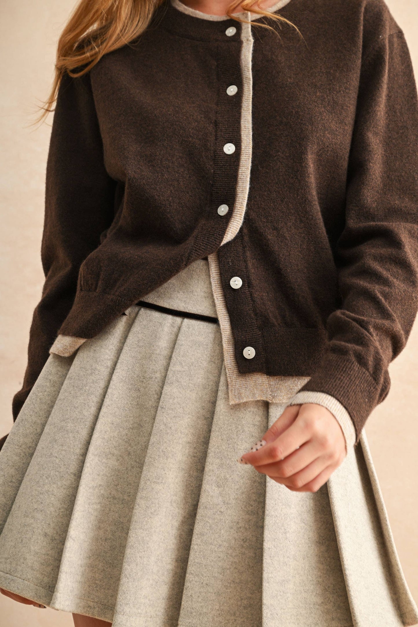 MIOU MUSE - Color Contrast Cardigan