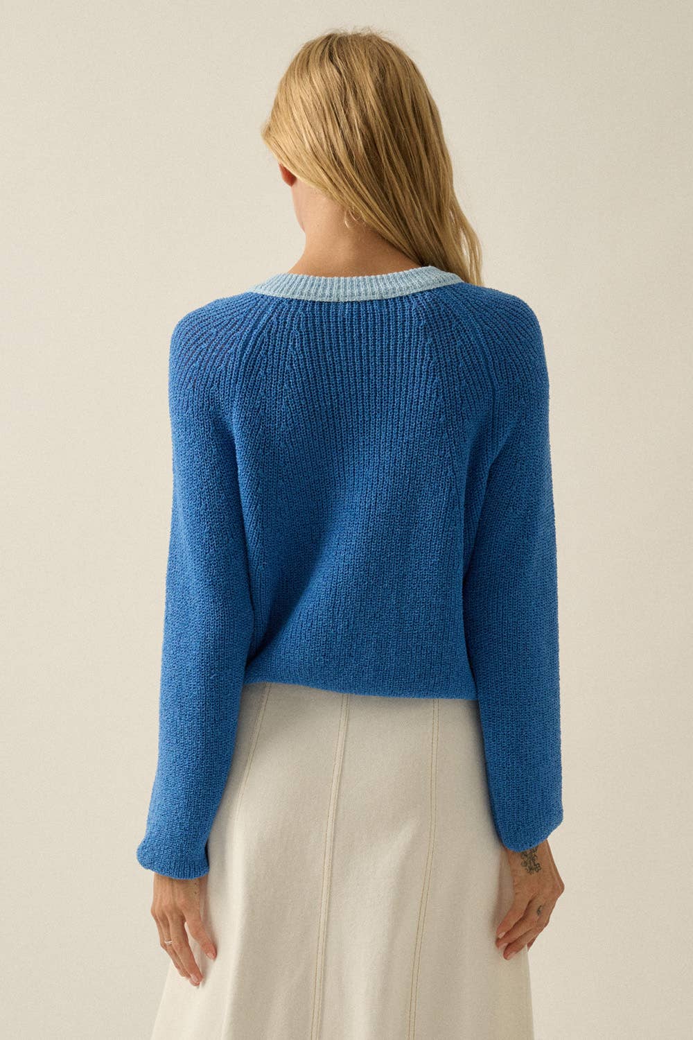 Promesa USA - Ribbed Knit Contrast Cardigan Sweater