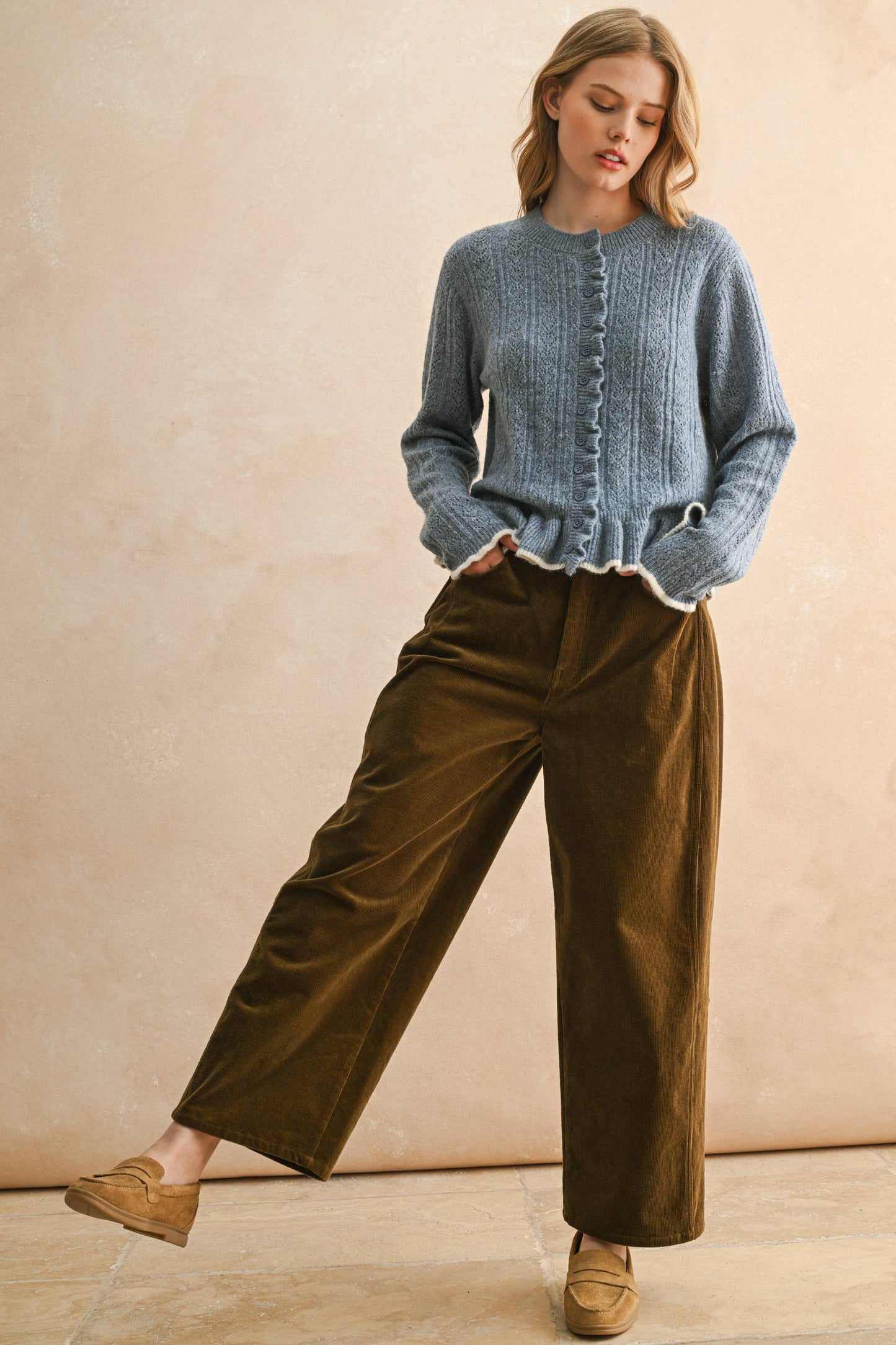 MIOU MUSE - Ruffled Detail Cardigan