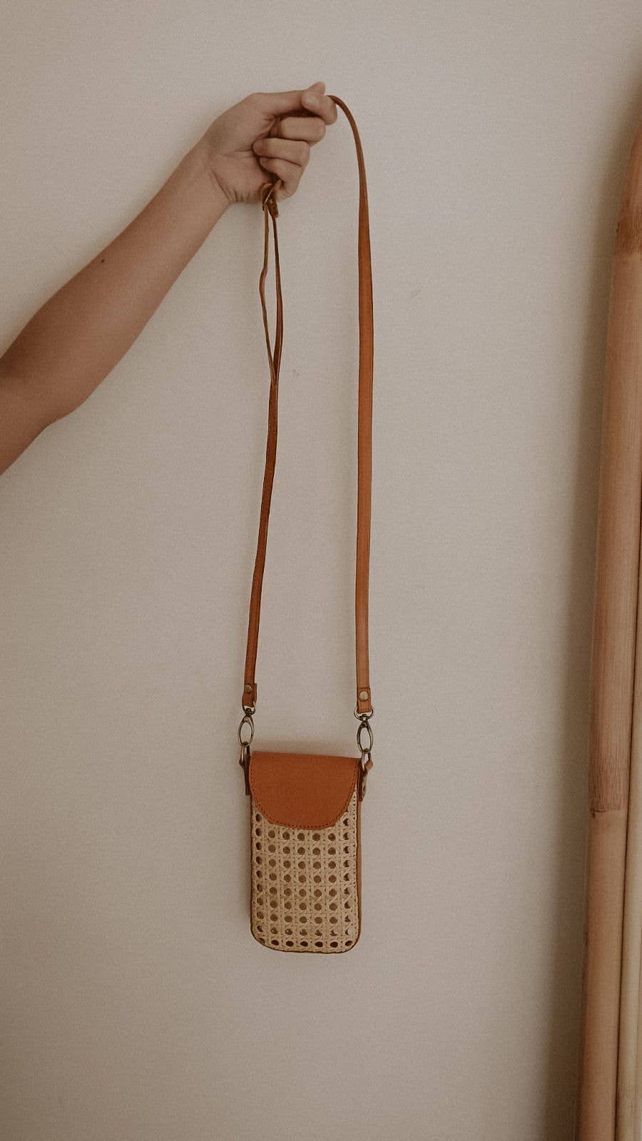 Nia Leather and Cane Phone Sling