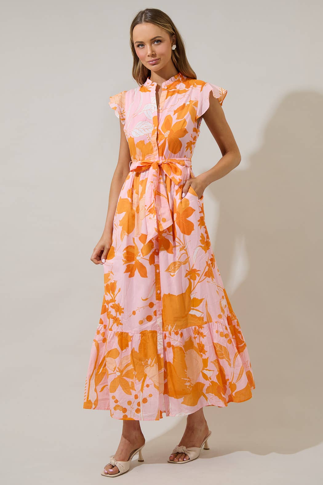 Sugarlips - Lenira Floral Riah Button Down Maxi Dress
