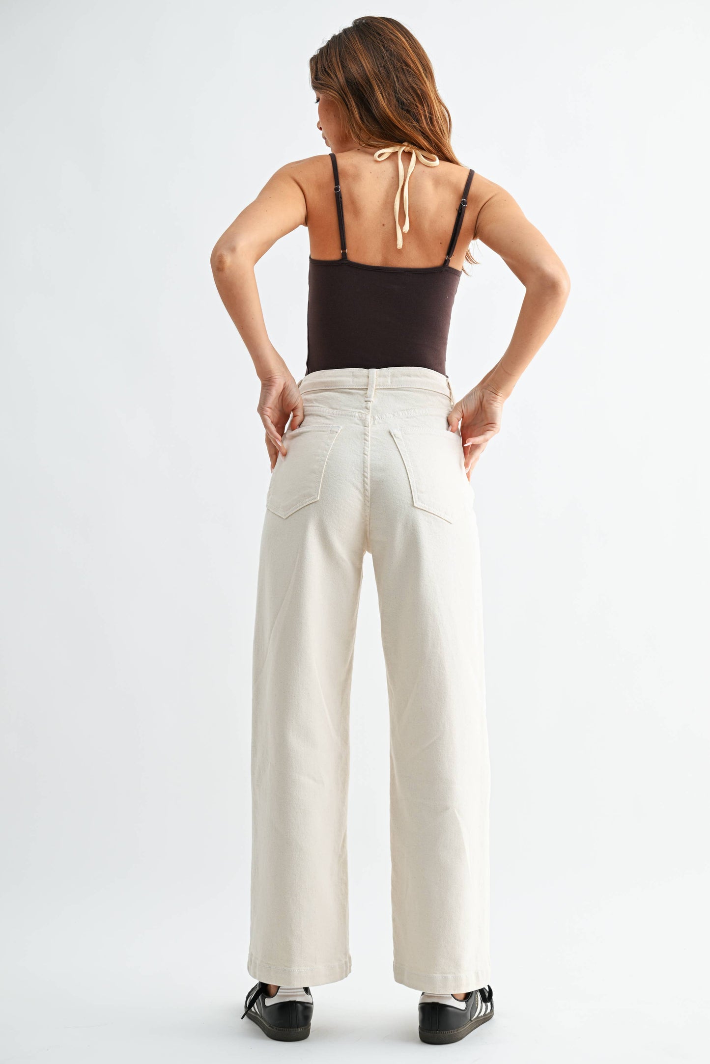 JUST BLACK DENIM Cream Patch Pocket Wide Leg