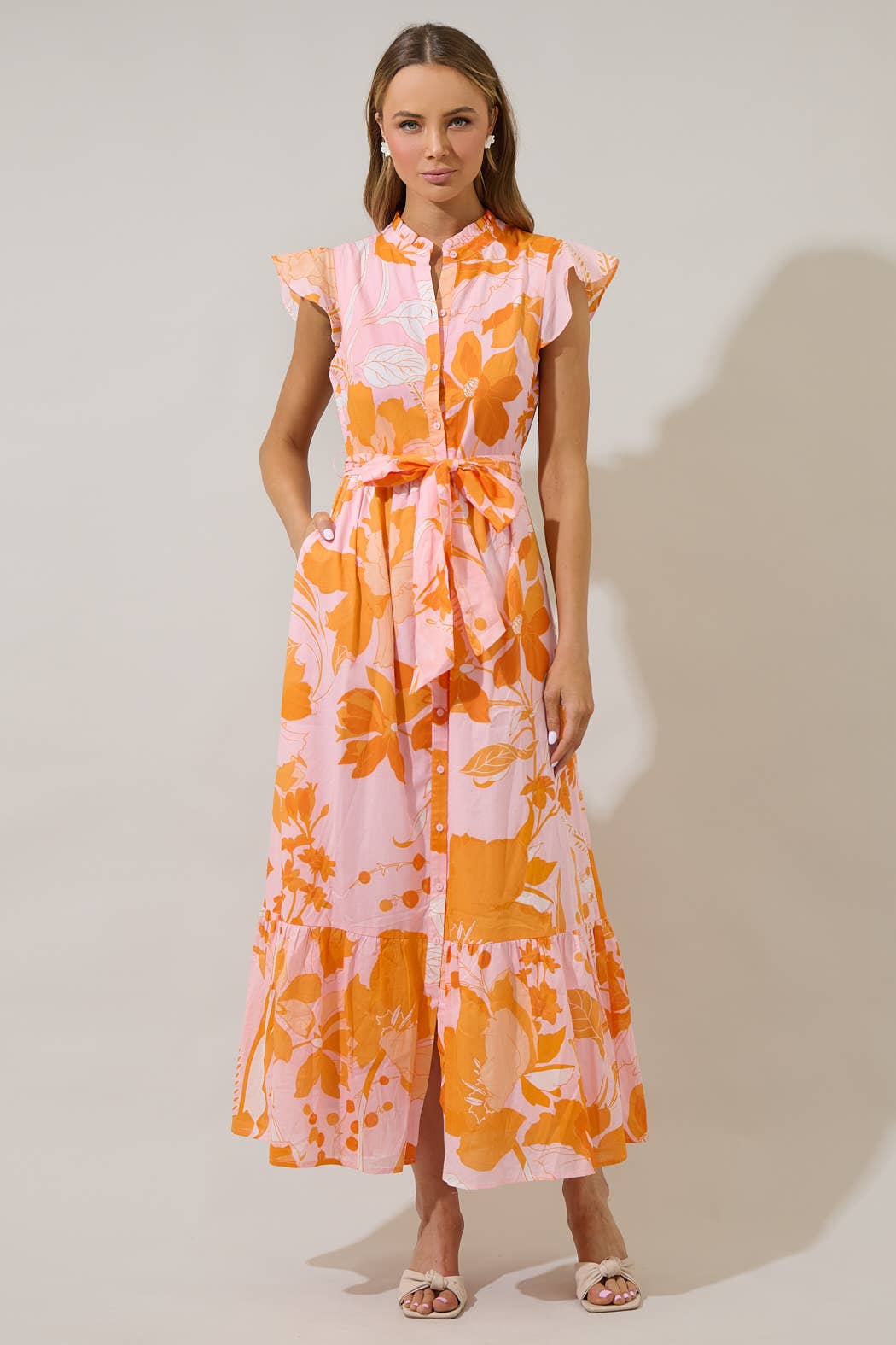 Sugarlips - Lenira Floral Riah Button Down Maxi Dress
