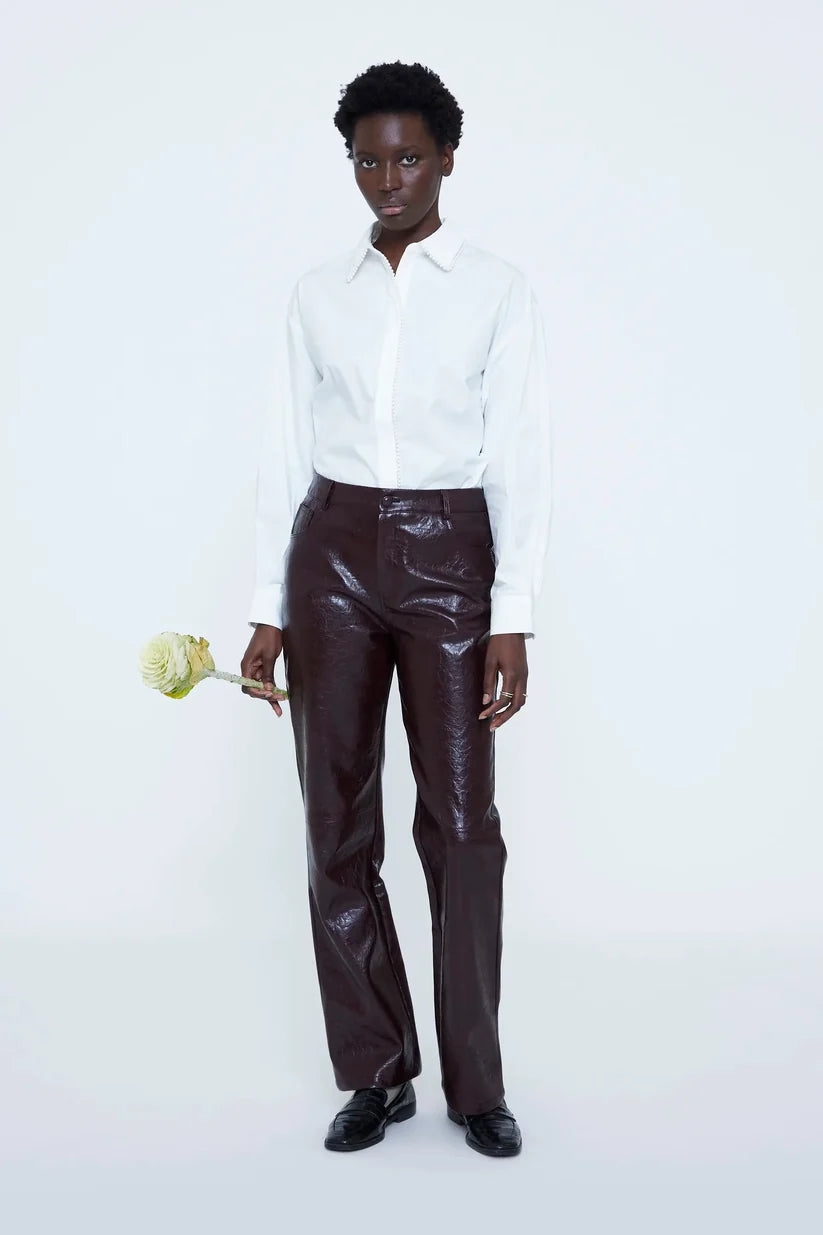 Wild Pony White Long Sleeve Shirt With Pearl Detail