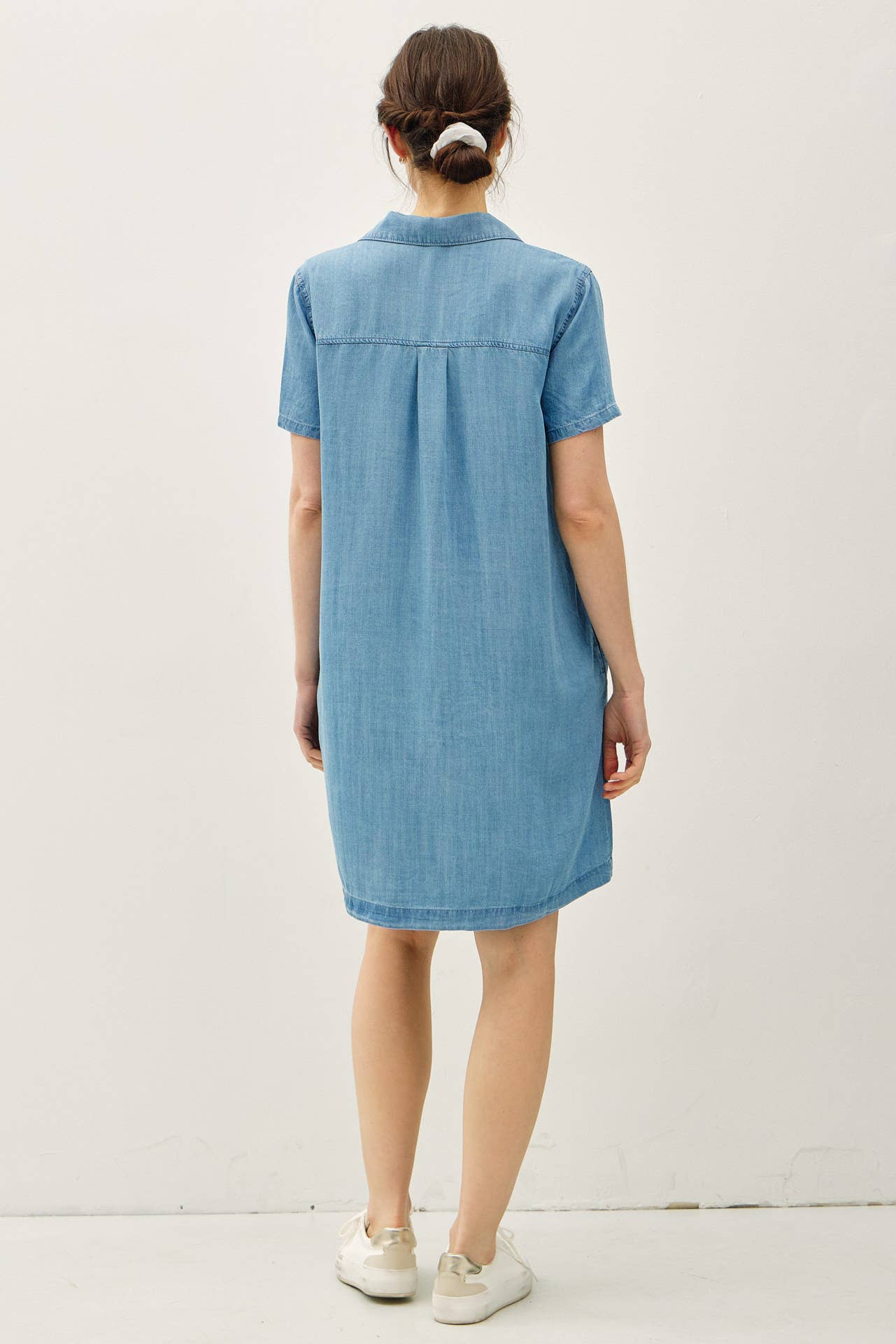 Be Cool - DENIM WASH BUTTON DOWN TENCEL SHIRT DRESS