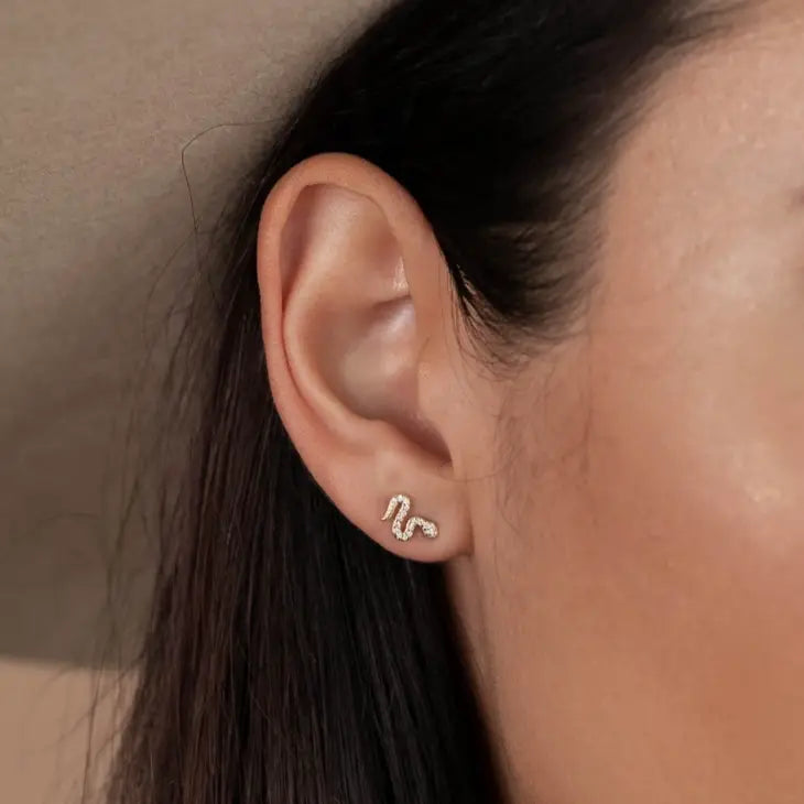 Jax Kelly Pave Stud Snake Gold Earrings