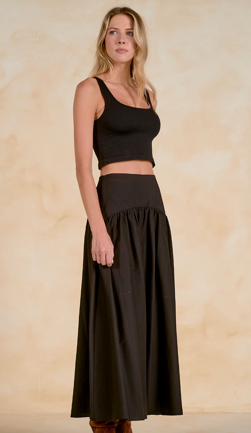 Elan Maxi Skirt with Curved Waistband