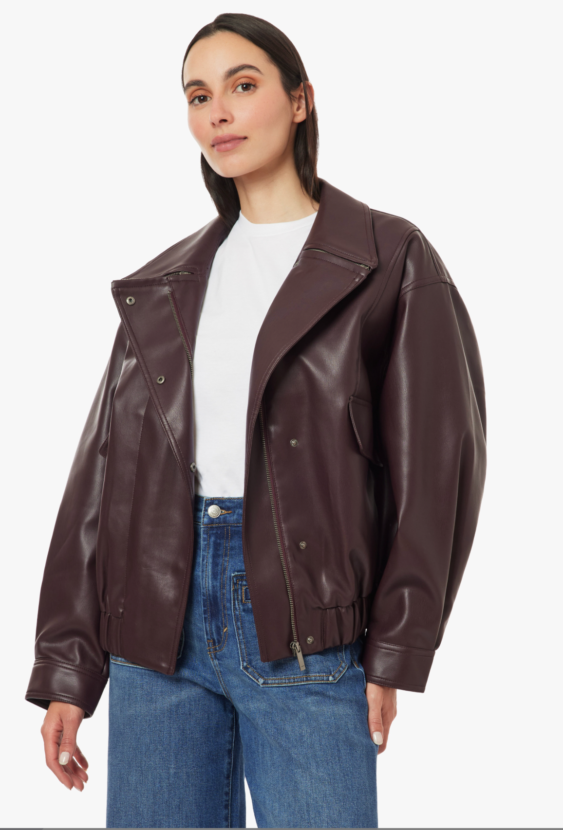 Habitual Vegan Leather Funnel Jacket