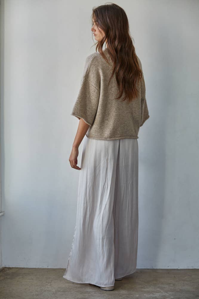 By Together - Knit Sweater Quarter Sleeve Button Up Cardigan Top