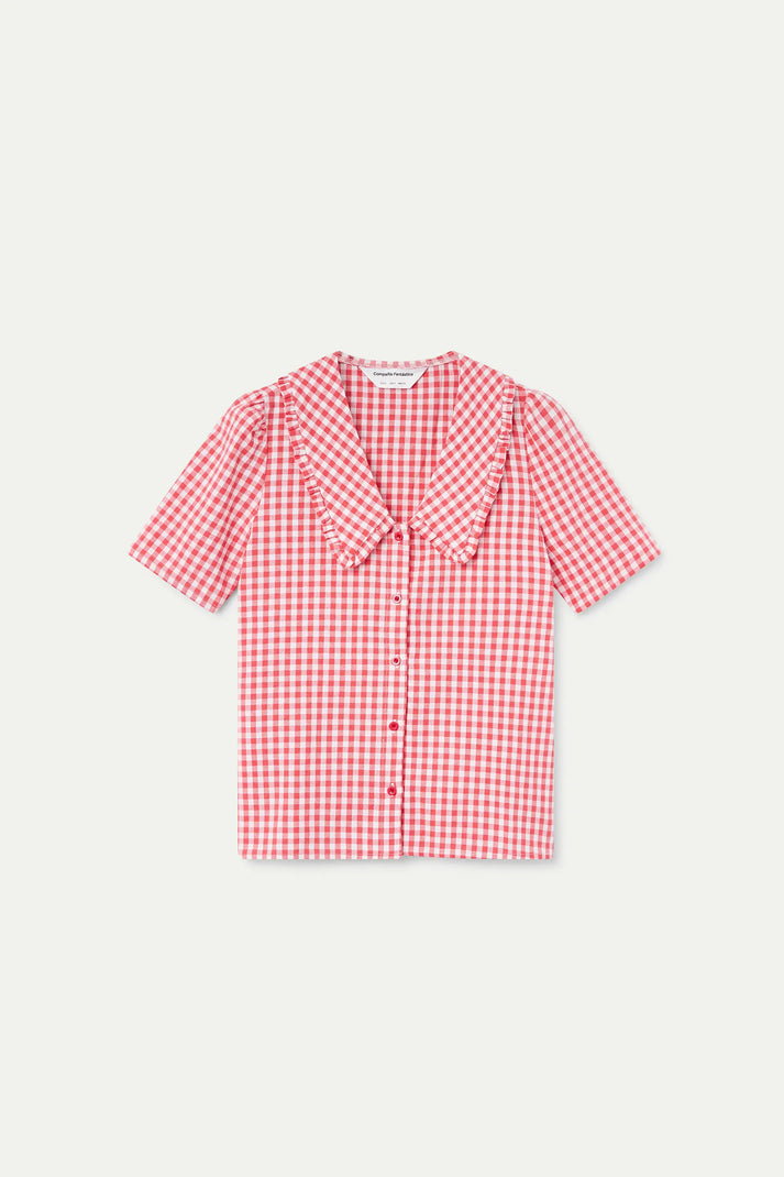 Compania Fantastica Red and White Checked Top