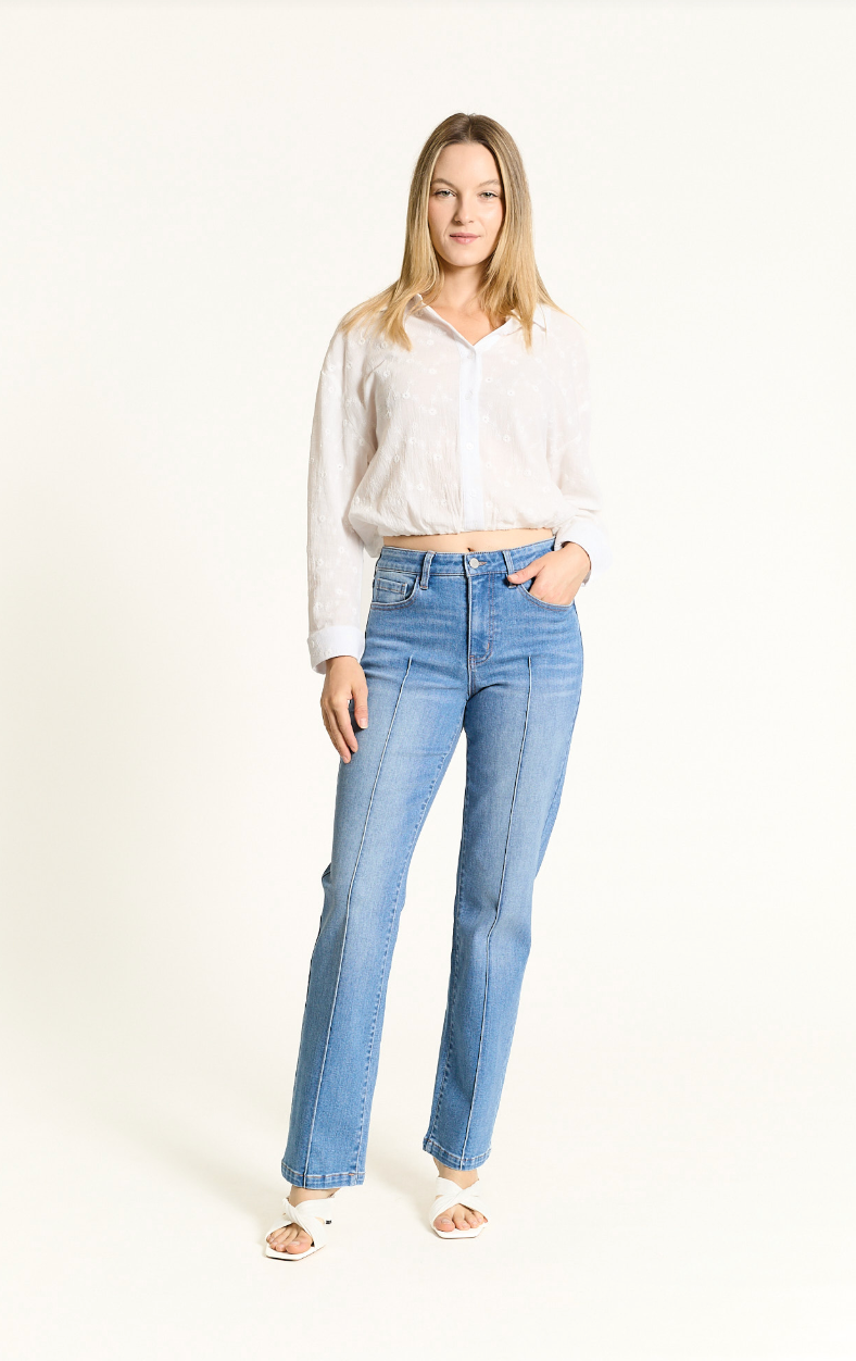 Oat New York - Mid Rise Straight Pin Tuck Jean