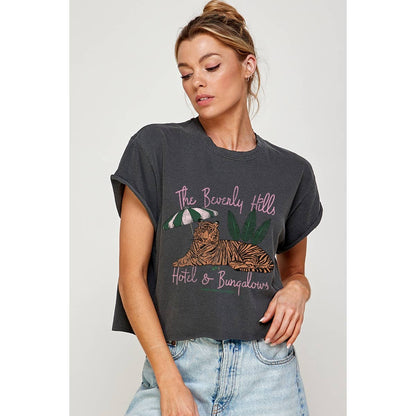 BEVERLY HILLS HOTEL VINTAGE GRAPHIC CROP TOP