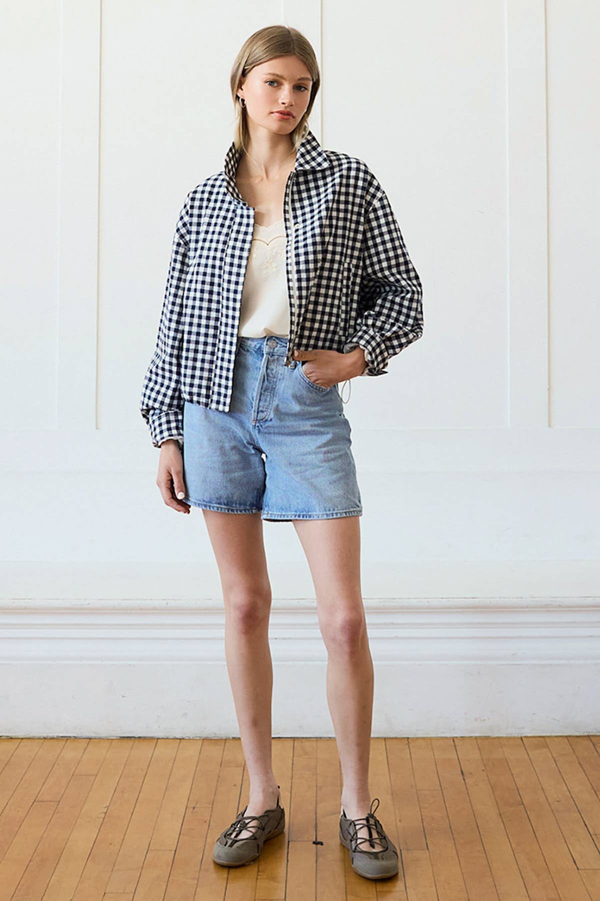 RAISONNEL - Gingham Zip Jacket