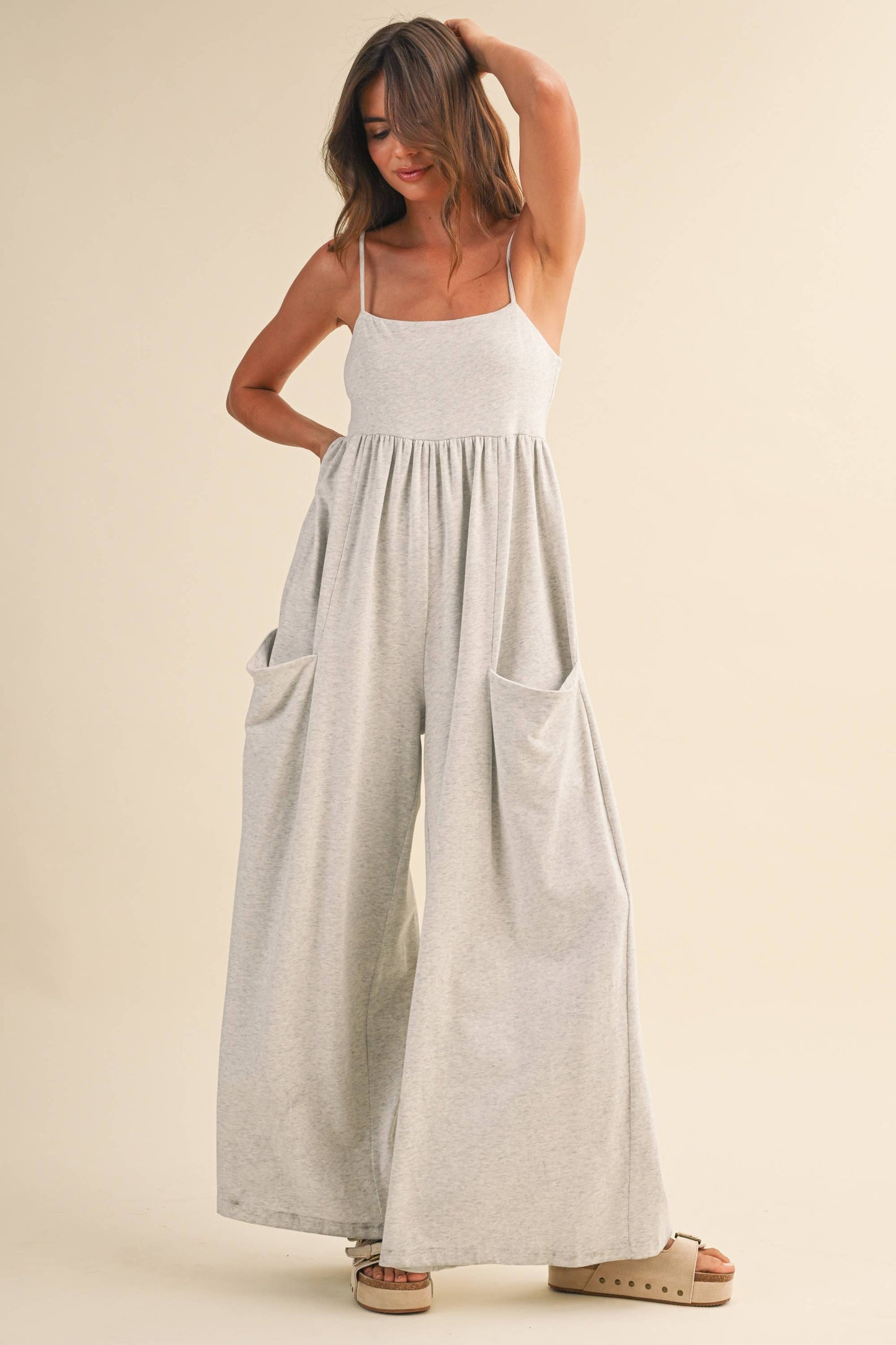 Klesis -STRAPPY EMPIRE-WAIST WIDE-LEG JUMPSUIT