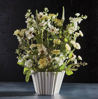 White Crimped Ceramic Bowls