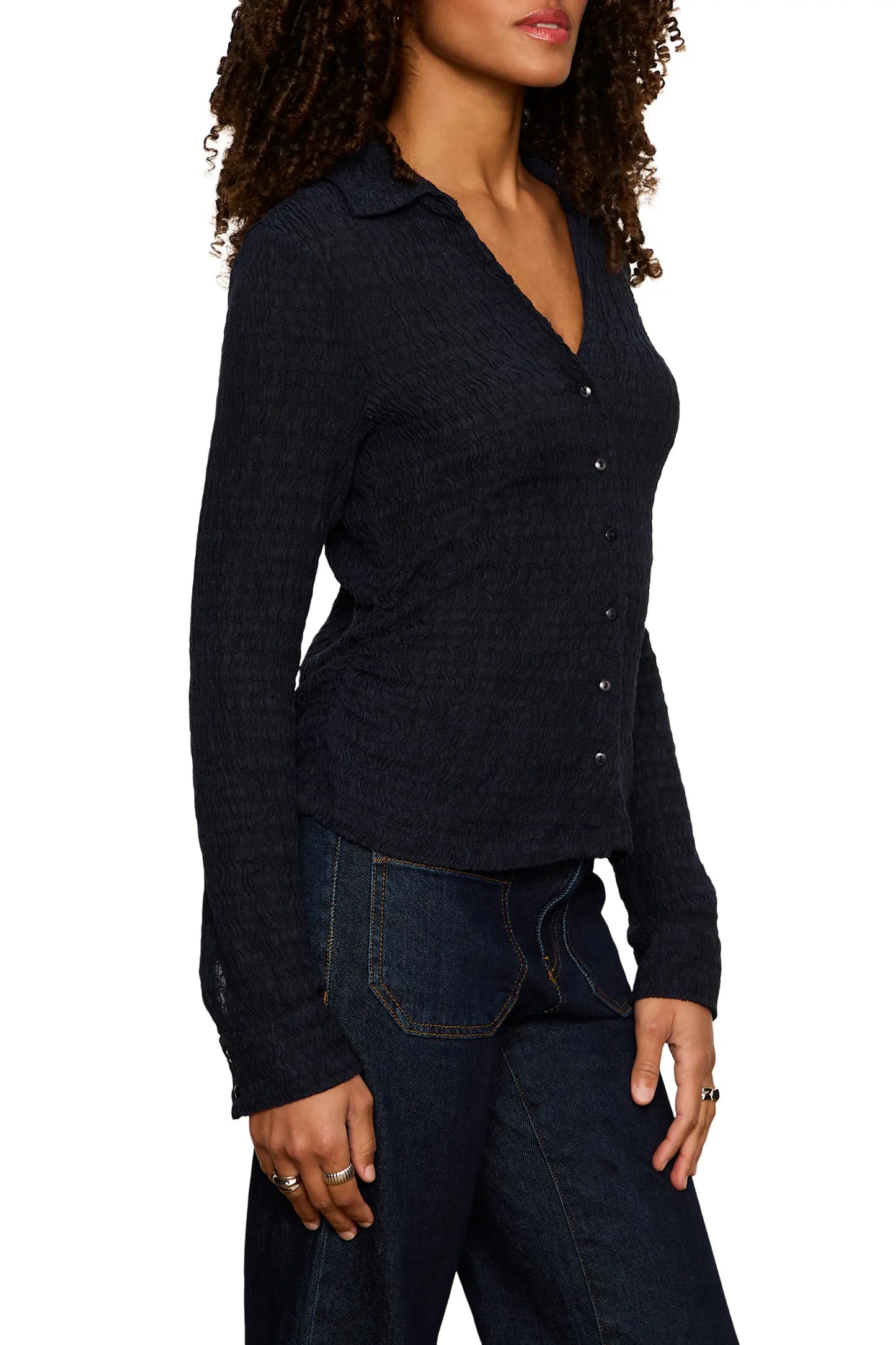 Sanctuary Juno Textured Button Front Shirt