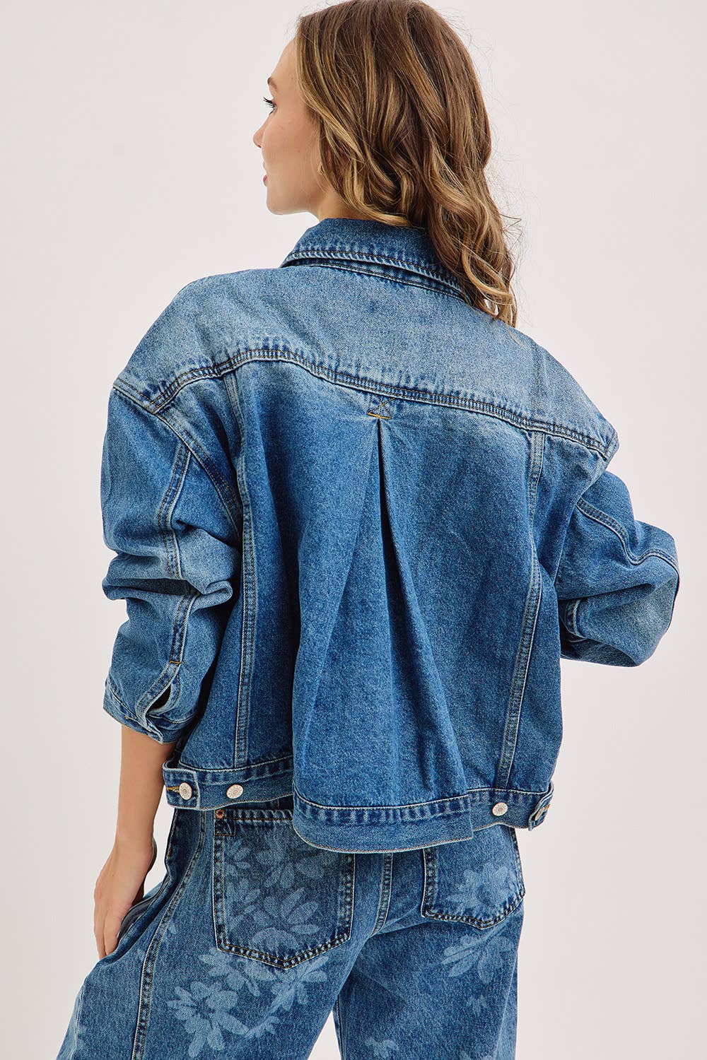 FLORAL PRINT DENIM BARREL JEANS