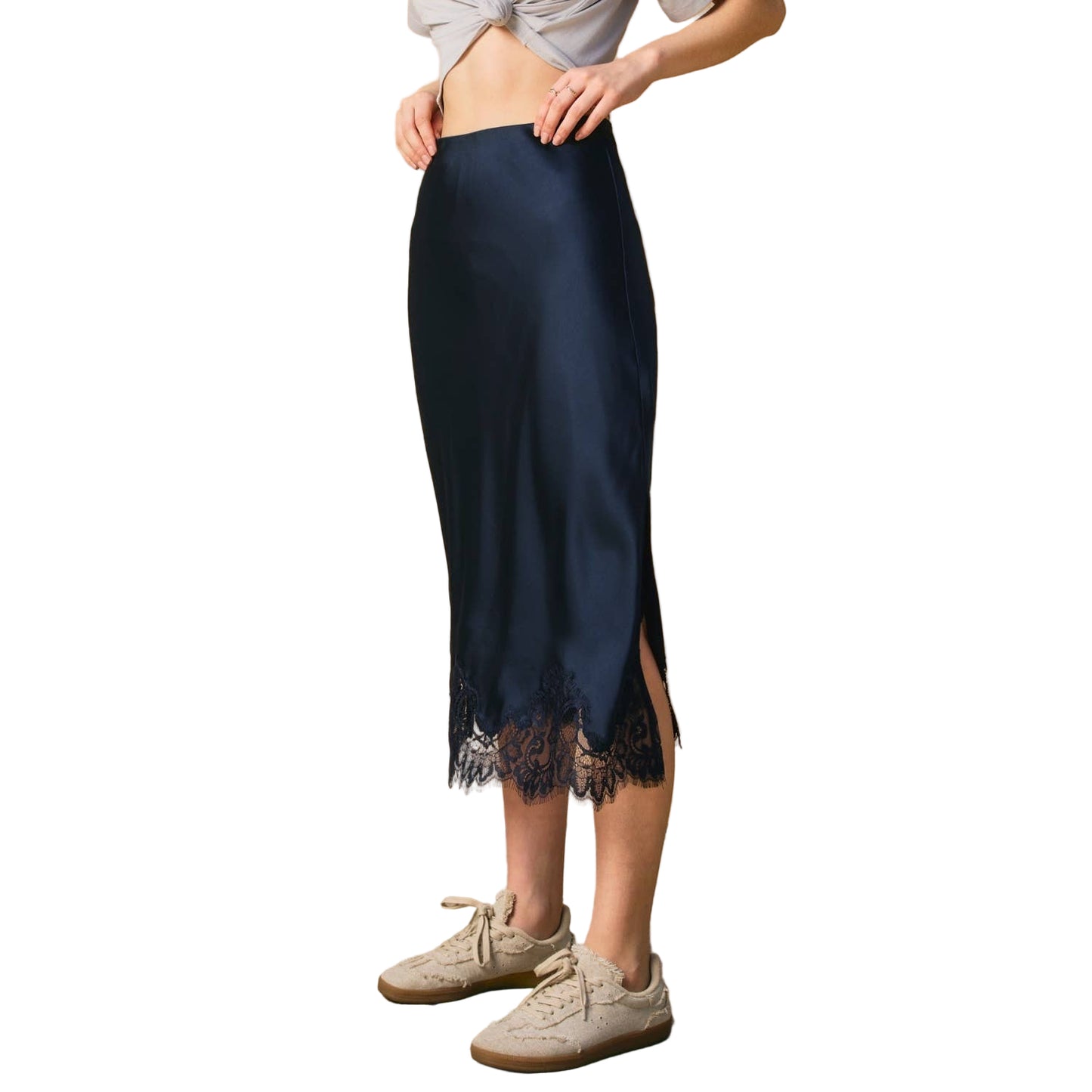 Dress Forum - Satin Lace Hem Pencil Skirt