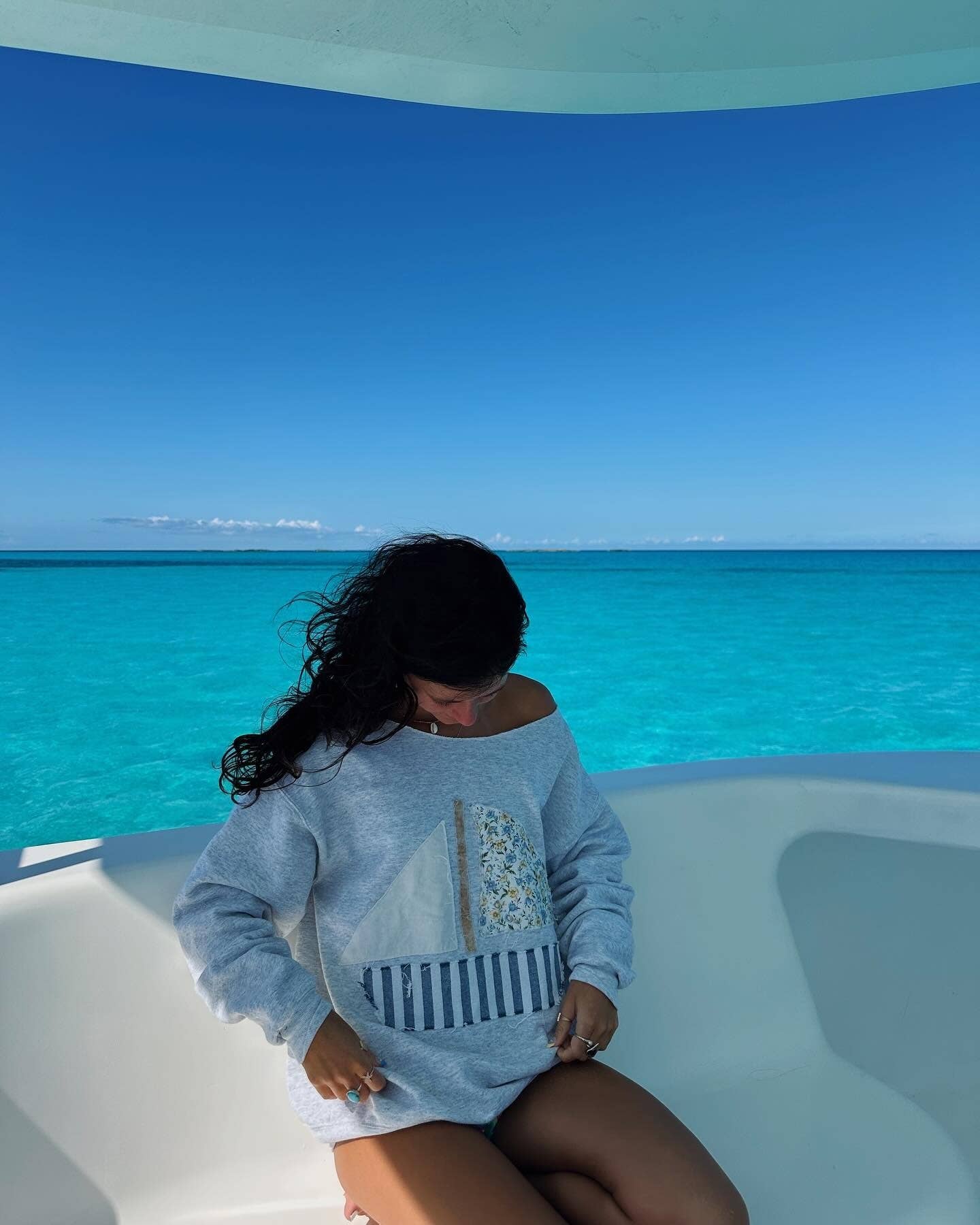 Anna Kaci Wholesale - Long Sleeve Top with Sailboat Applique