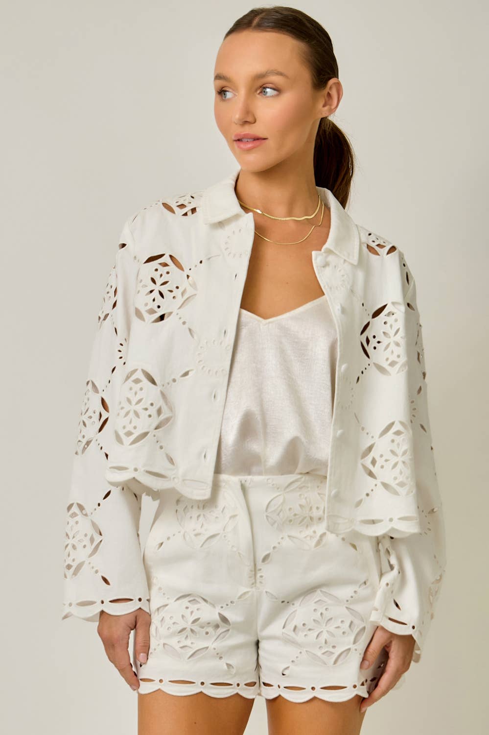 Mystree  Eyelet Embroidered Jacket