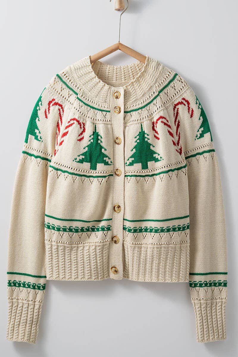Urban Daizy - Holiday Candy Cane Knit Cardigan