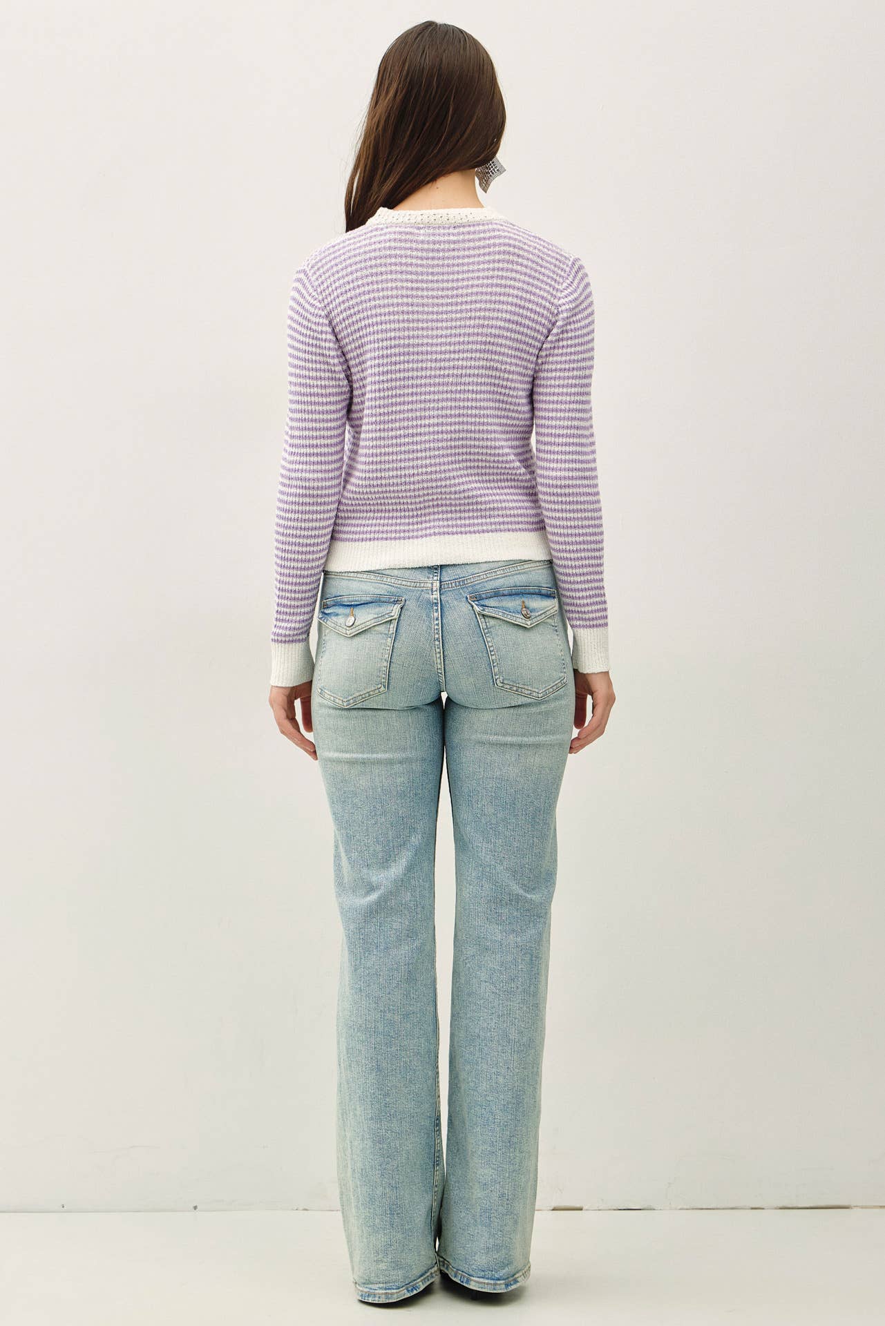 Be Cool - MINI STRIPE ROUND NECK CARDIGAN