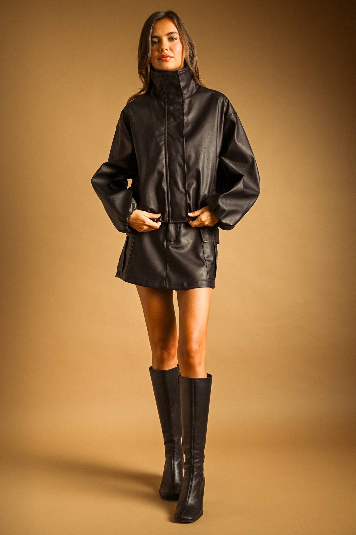 MIOU MUSE -  FAUX LEATHER BALLON JACKET