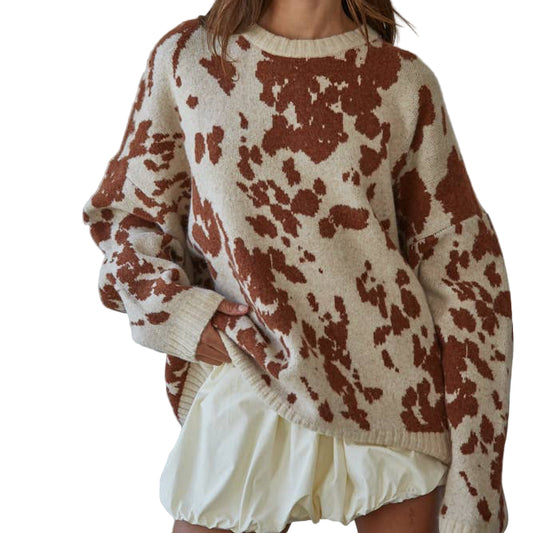 By Together -  Knit Sweater Animal Pattern Detail Top