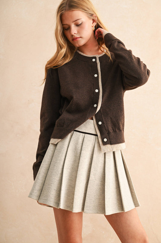 MIOU MUSE - Color Contrast Cardigan
