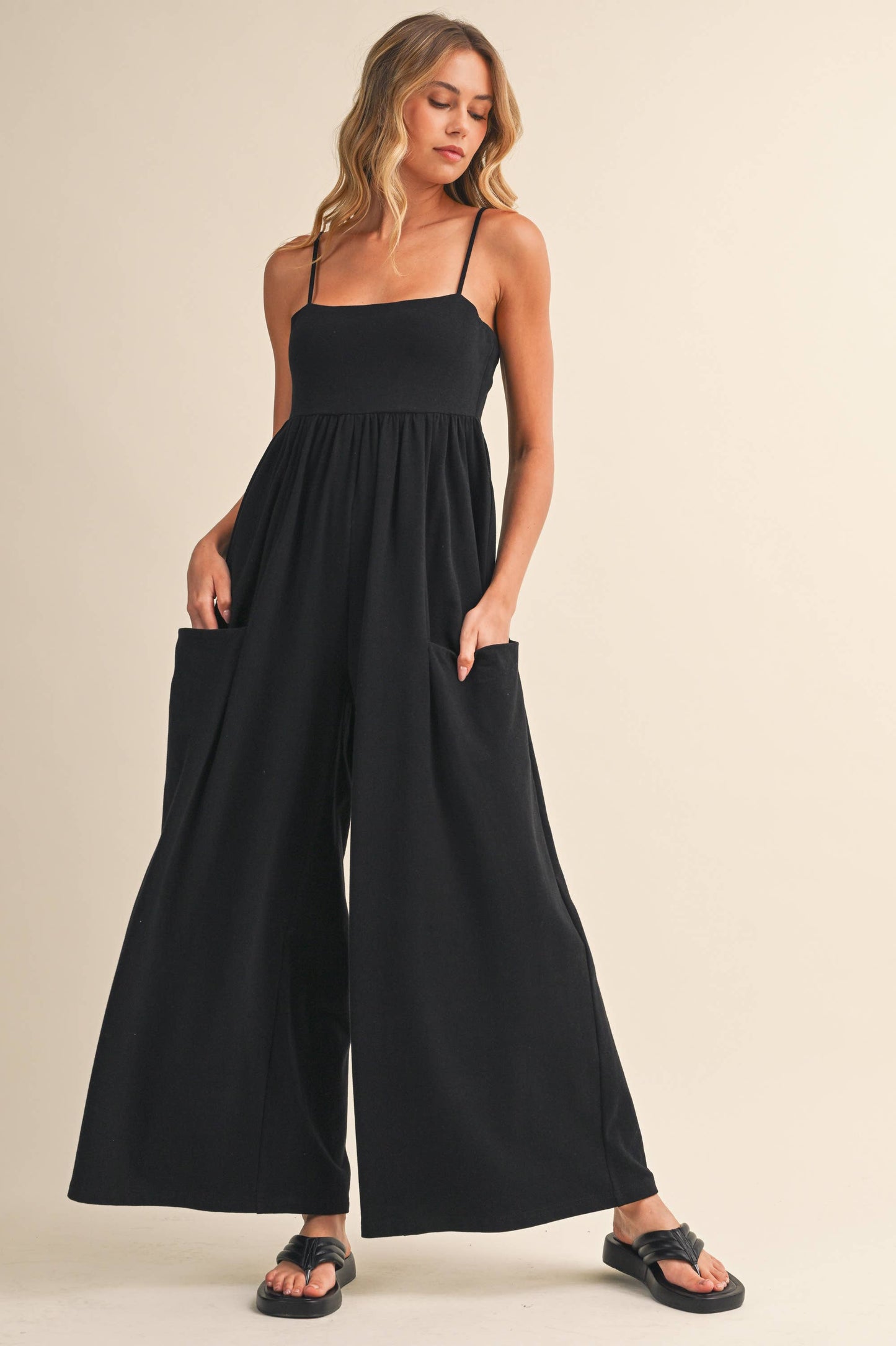 Klesis -STRAPPY EMPIRE-WAIST WIDE-LEG JUMPSUIT