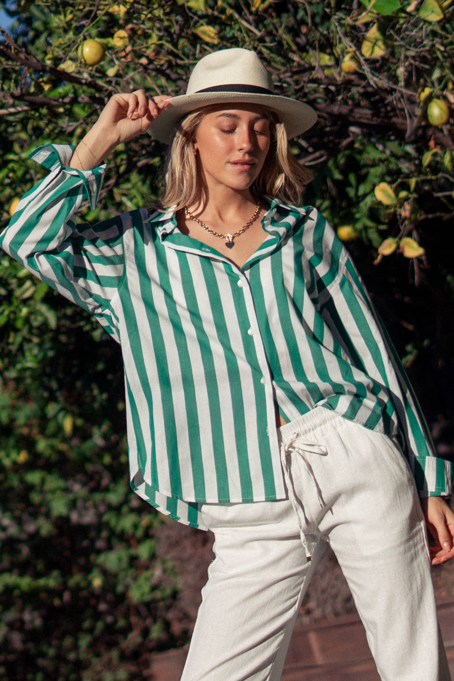 Urban Daizy - Oversized Stripe Button Down Collared Shirt