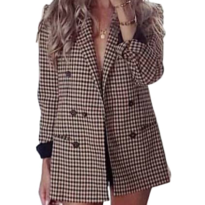 HIDDENBRAND - Check Double-Breasted Blazer