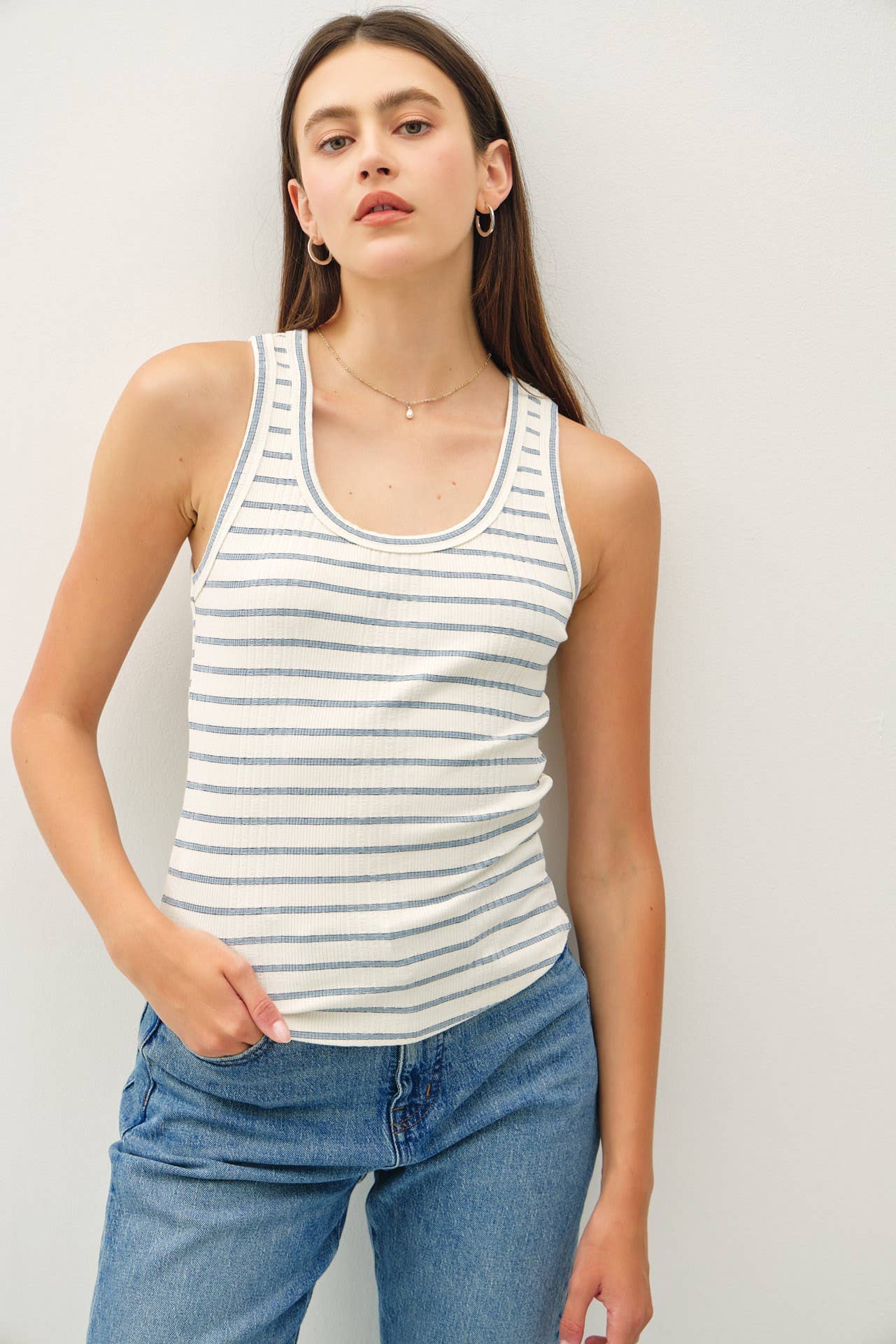 Be Cool - STRIPED RIBBED TANK TOP