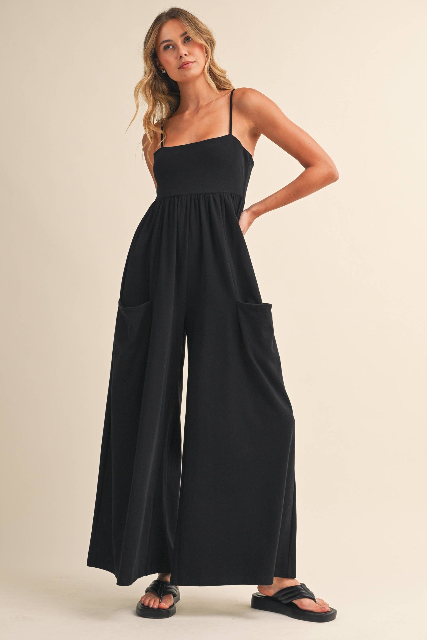 Klesis -STRAPPY EMPIRE-WAIST WIDE-LEG JUMPSUIT
