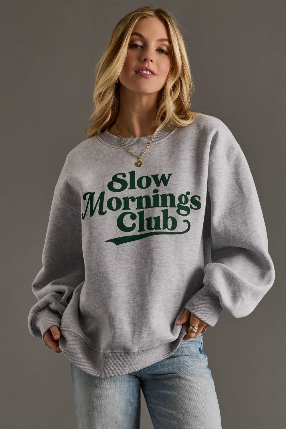 Panache Apparel Co. - Gray Slow Mornings Club Sweatshirt