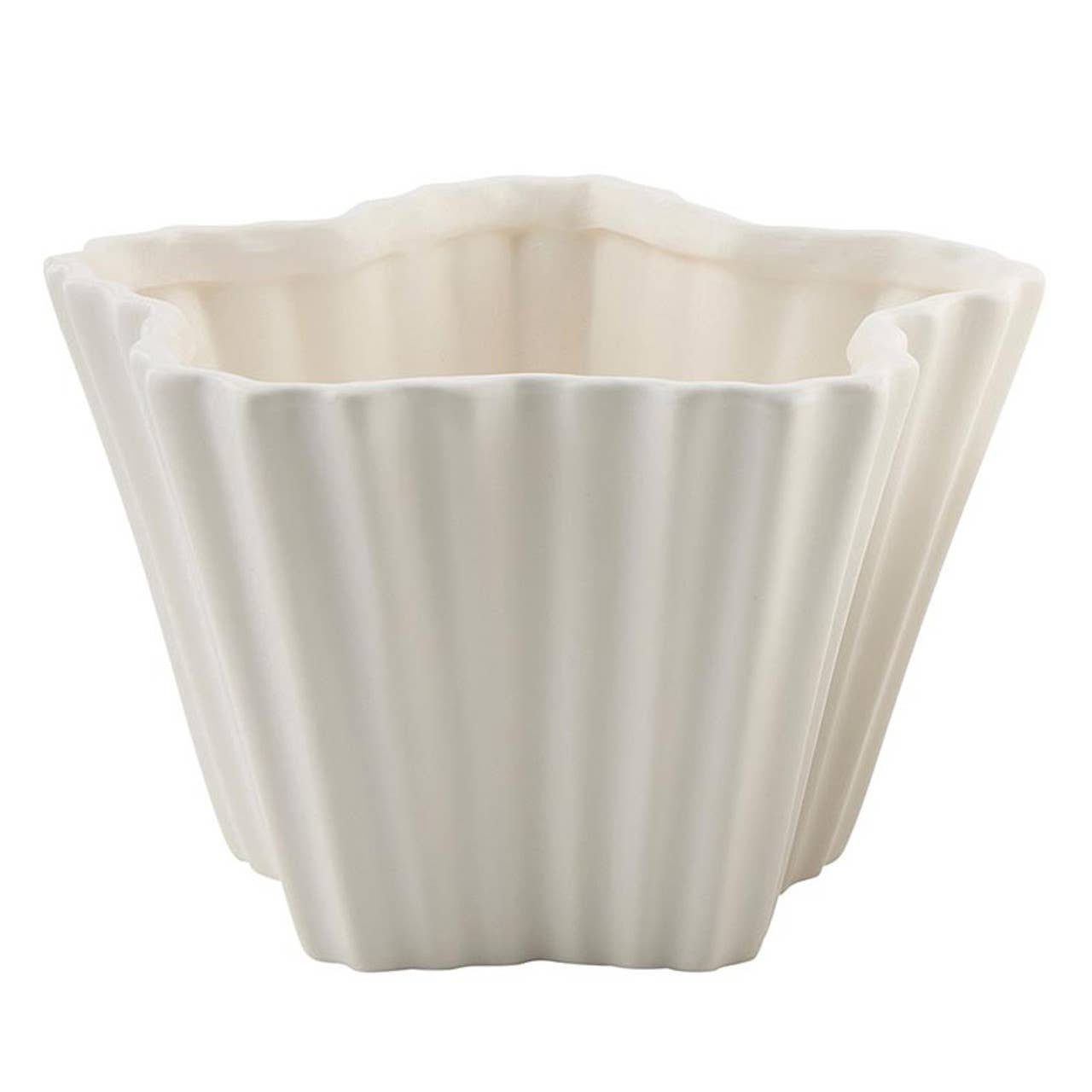 White Crimped Ceramic Bowls