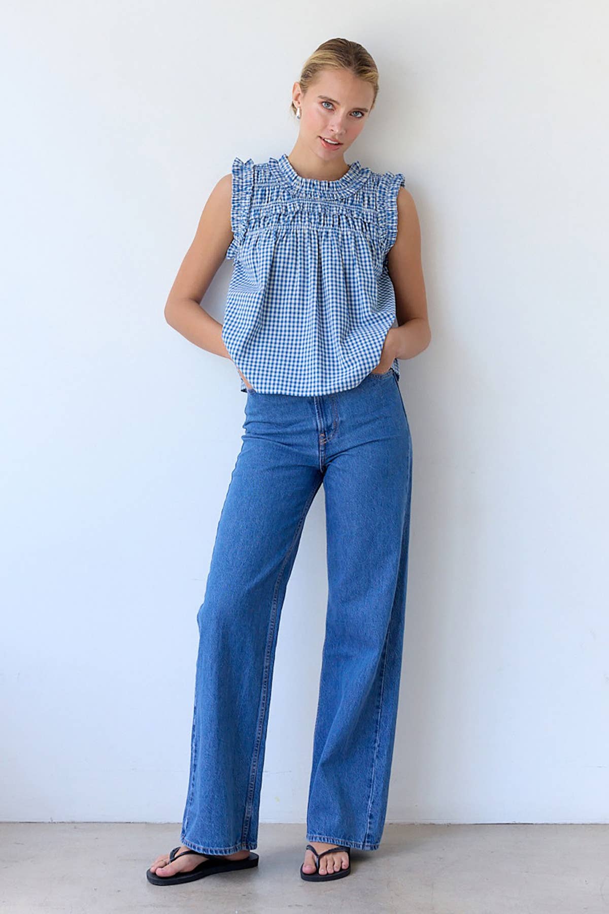 RAISONNEL - GINGHAM RUFFLE BLOUSE