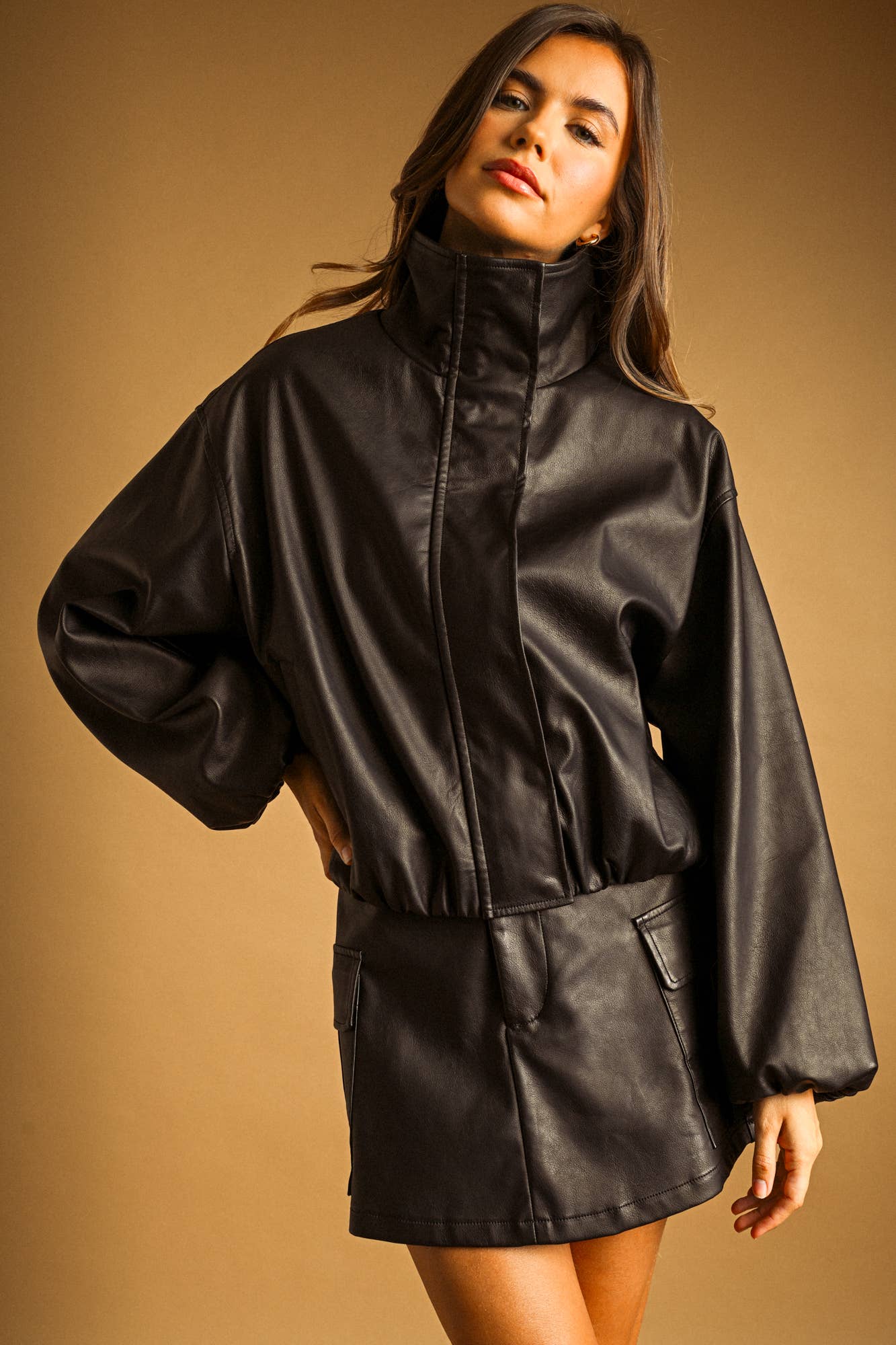 MIOU MUSE -  FAUX LEATHER BALLON JACKET