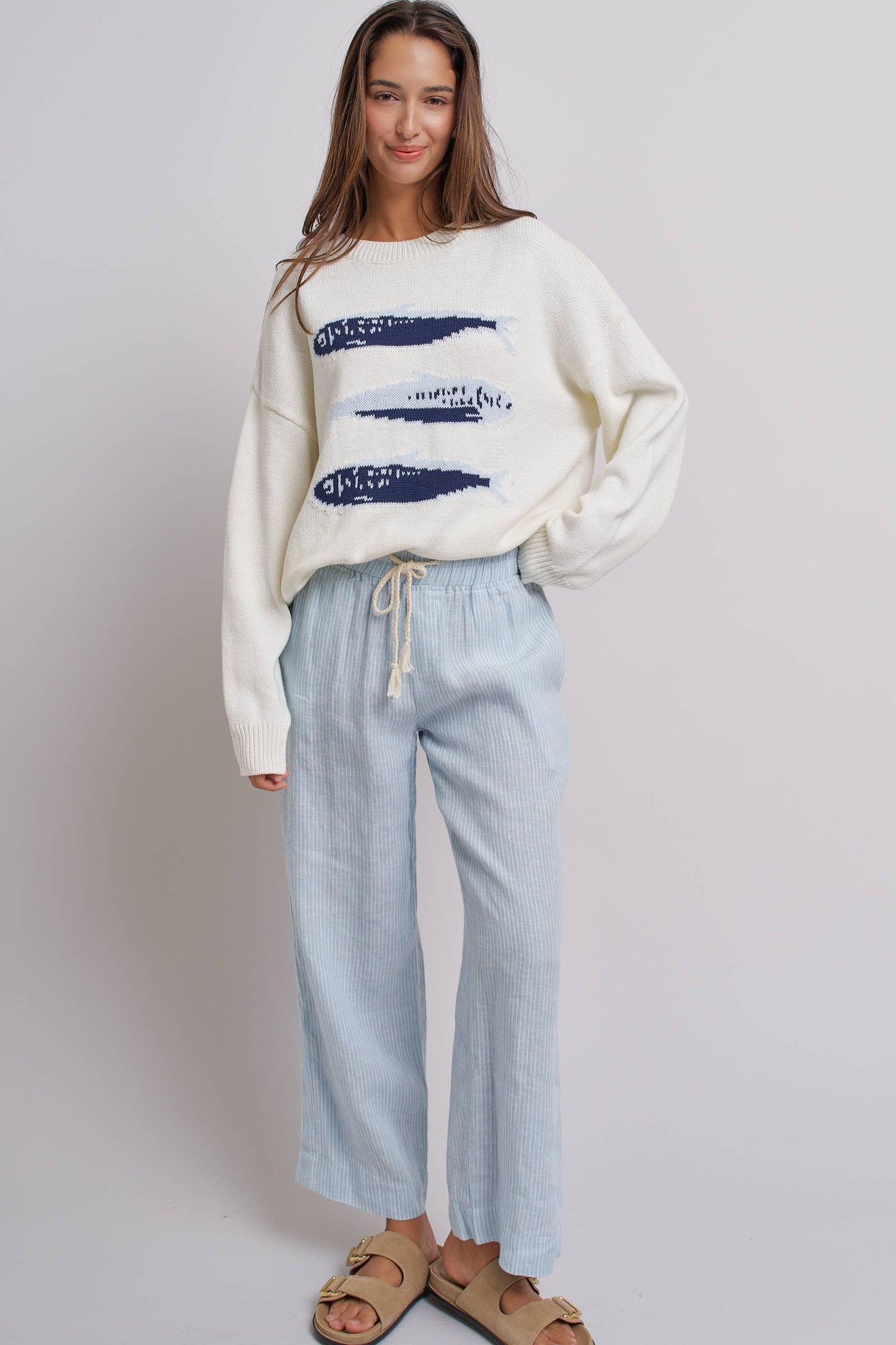 Urban Daizy - Graphic Oversized Drop-Shoulder Knit Sweater