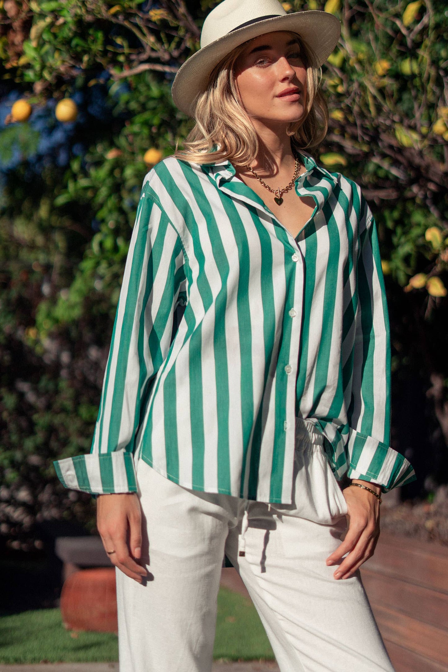 Urban Daizy - Oversized Stripe Button Down Collared Shirt