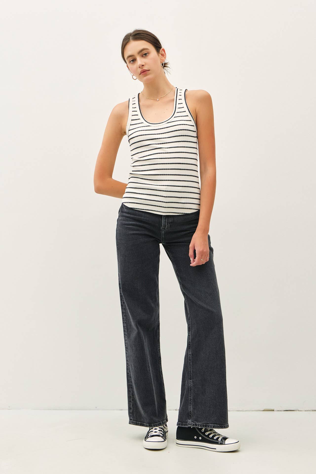 Be Cool - STRIPED RIBBED TANK TOP
