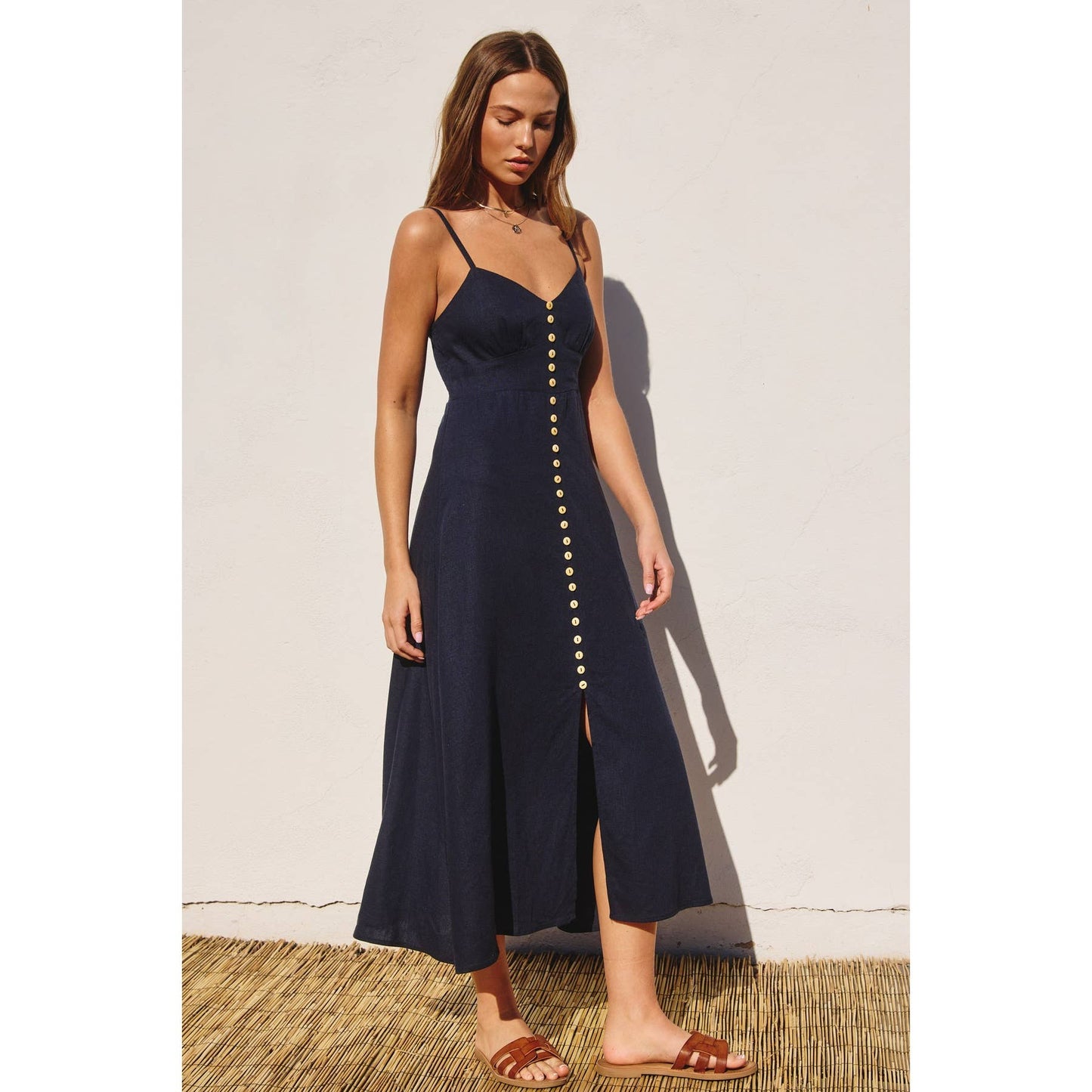 Heaven Sent Button Front Midi Dress