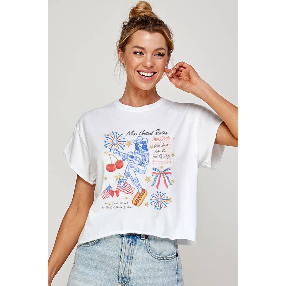 Illustrated Society - MISS UNITED STATE  VINTAGE GRAPHIC CROP TOP
