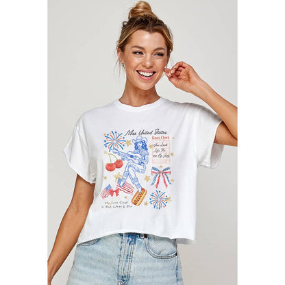 Illustrated Society - MISS UNITED STATE  VINTAGE GRAPHIC CROP TOP