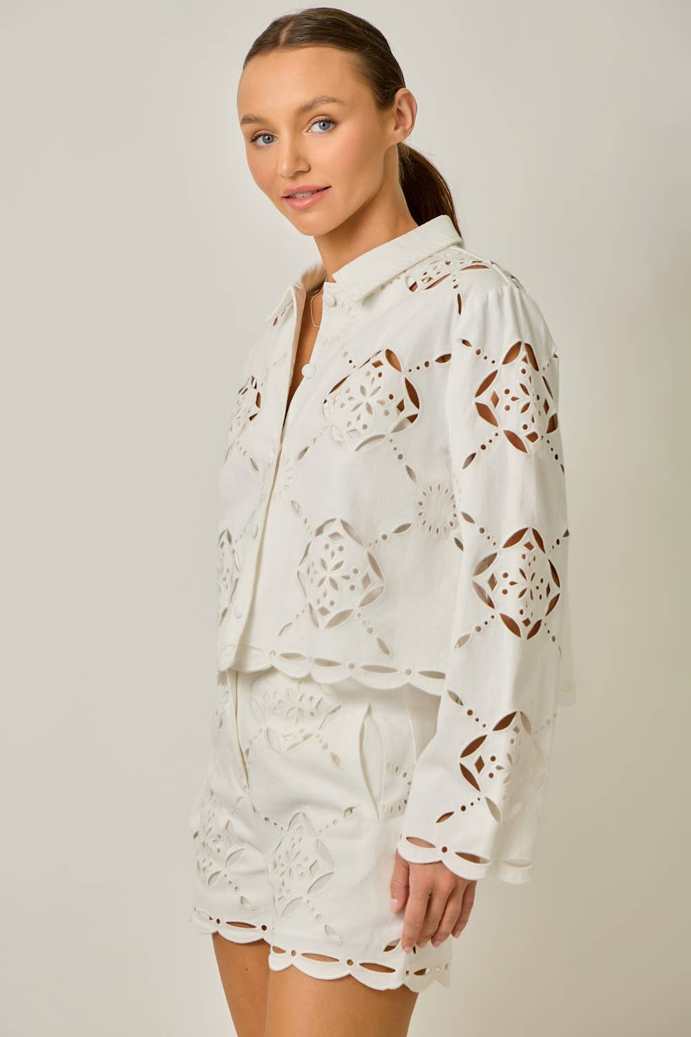 Mystree  Eyelet Embroidered Jacket