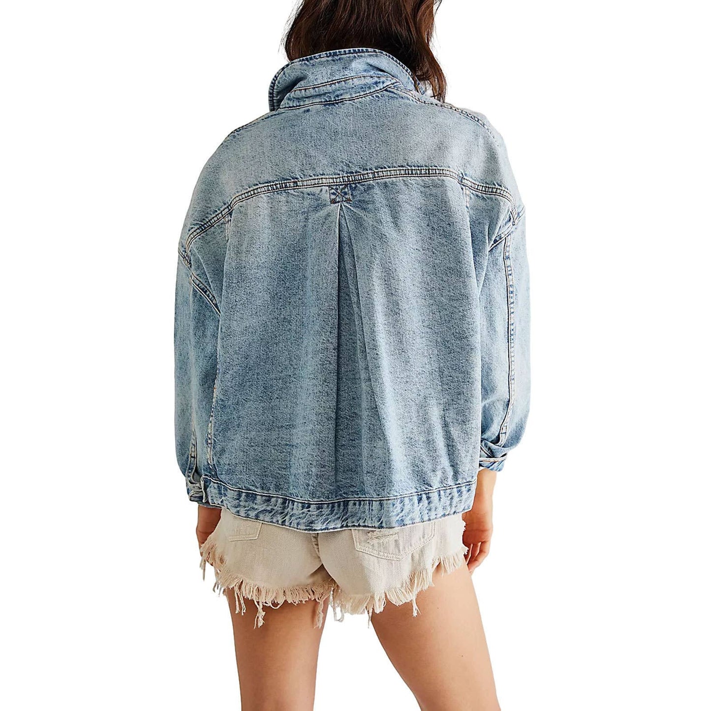 Lily Clothing - LOOSE STYLISH SOLID COLOR DENIM JACKET FOR WOMEN