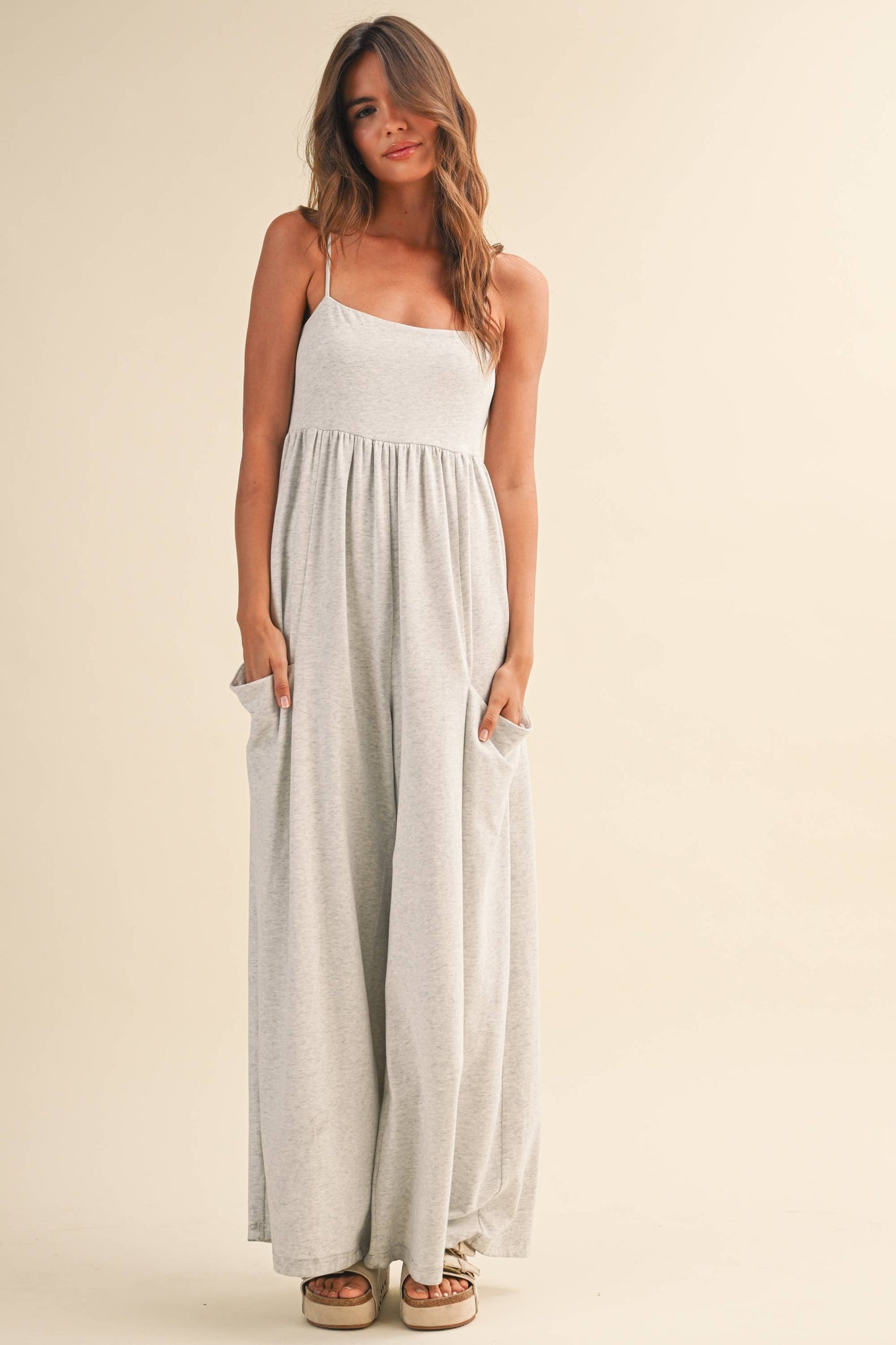 Klesis -STRAPPY EMPIRE-WAIST WIDE-LEG JUMPSUIT