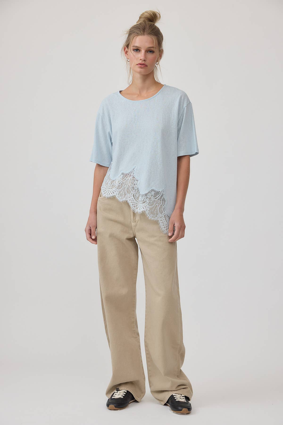 RAISONNEL - Slub Knit Lace Hem Tee - RTK1154