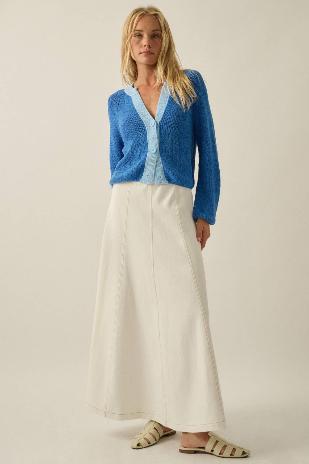 Promesa USA - Ribbed Knit Contrast Cardigan Sweater